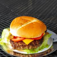 Old Fashion Cheeseburger · 8 pound beef burger served on our famous Kaiser rolls with lettuce, mayo, tomato, and fried ...