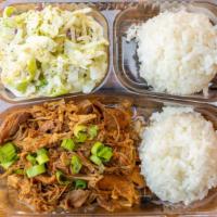 Huli Huli Chicken · Comes with two scoops white rice and your choice of one side.