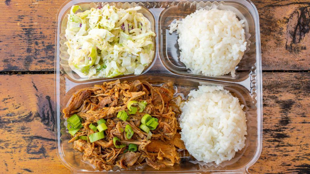 Huli Huli Chicken · Comes with two scoops white rice and your choice of one side.