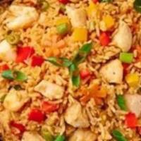 Schezwan Hot Chicken Fried Rice · Szechuan fried rice is hot & spicy with bursting flavors of ginger, garlic, soya sauce, chic...