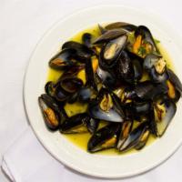 Old Shool Mussels · San Marzano tomato sauce, sherry wine, fresh herbs, garlic