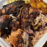 Jerk Chicken Entree (Large) · Our jerk chicken is marinated in our in house jerk sauce, then grilled to a smokey delight w...