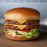 #1. B7 Double · 2 beef patty, lettuce, tomato, pickle, American cheese, B7 sauce.