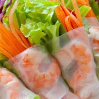 Shrimp Spring Rolls · 67 cal. 2 rolls with peanut dipping sauce.