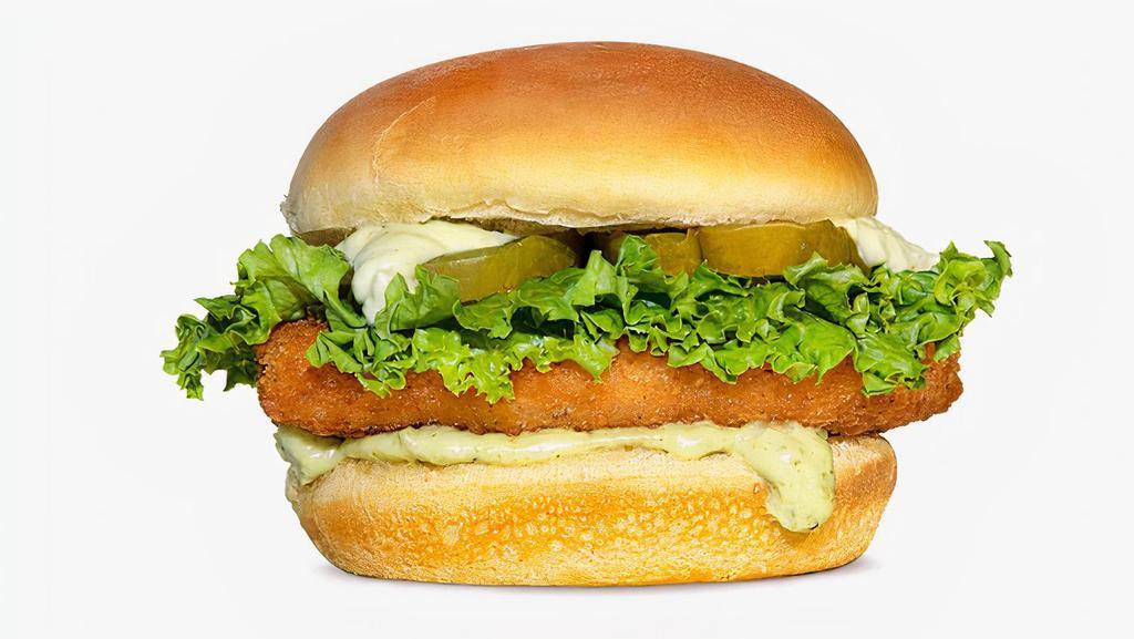 Crispy Chik'N Sandwich · Crispy Gardein Chik'N, Green Leaf Lettuce, Pickles, Garden Herb Mayo, Potato Bun