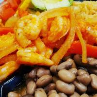Camarones Rancheros Plate · Shrimp sautéed in butter cooked with onions, green bell peppers and mild ranchero sauce. Ser...