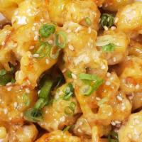 Popcorn Crawfish · With Coating of Spicy Mayo + Sesame Seeds + Green Onions