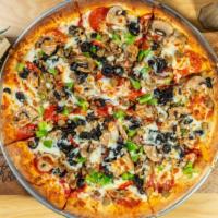 Grand Slam Medium Pizza · Pepperoni, Italian sausage, mushrooms, green peppers, onions, fresh ground beef, black olive...
