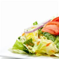 House Salad · A Mix of Baby Lettuces with Tomato, Cucumber, Raisins and Onion, and your choice of Raspberr...