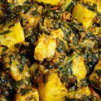 Aloo Palak · Vegetarian. Potatoes and fresh spinach cooked together with spices.
