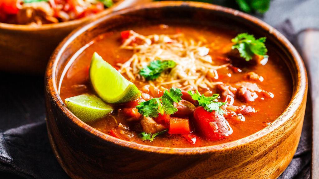 Fideo Loco · Aromatic traditional Mexican soup that combines delicious picadillo, pinto beans, and a flavorful broth.