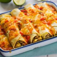 Cheese Enchilada · Yummy enchiladas made with cheese and topped with chili sauce.