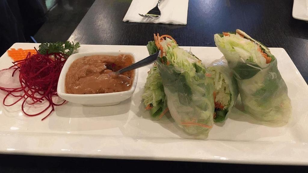 A1 Tofu Fresh Rolls  · Tofu, carrots, cilantro, mint, basil, steamed rice noodles and fresh lettuce wrapped in rice paper served with plum peanut sauce.