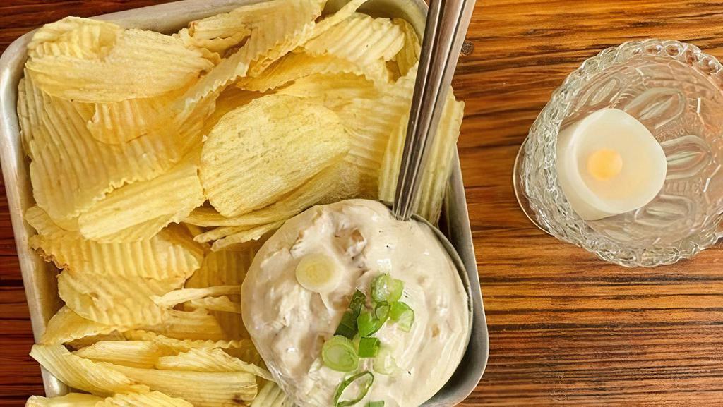 French Onion Dip* · Caramelized Onions, Sour Cream, Cream Cheese, Ruffles
