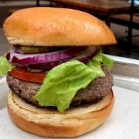 Irene'S Burger · Ranger Cattle Wagyu Beef, Cheddar Cheese, Lettuce, Tomato, Pickles, Onion, Brioche Bun