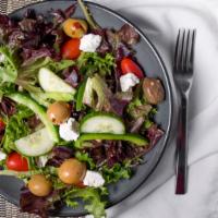 Mediterranean Salad · Mixed leaves, grape tomatoes, crunchy peppers, cucumber, and classic dressing. Add peri peri...