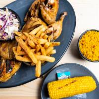 Full Sharing Platter · Whole flame-grilled chicken with choice of Peri-Peri flavors and four sides.