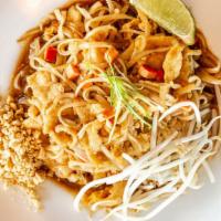 Pad Thai · Nuts. Choice of meat with stir-fried thin rice noodles, bean sprouts, chive leaves, peanuts,...