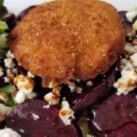 Beet & Goat Cheese (Gf) · Extra virgin olive oil, balsamic vinegar and shaved parmesan
