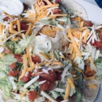 Chicken Americano Taco · Flour soft flour tortillas, served with pico de gallo, lettuce, cheese, and meat with a side...