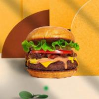 Solo Flair Vegan Burger · Seasoned vegan plant-based patty topped with your favorite choice of toppings! Served on a b...