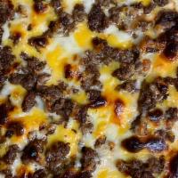 Double Cheeseburger Sicilian Pizza · This pizza is one size- Thick crust 