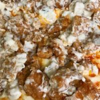Buffalo Chicken Small · Crispy buffalo chicken chunks tossed with blue cheese dressing, Buffalo sauce base and aged ...