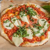 Margarita Pizza · Tomato Sauce, mozzarella, basil, Extra Virgin Olive Oil