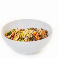 Yakiniku Don · Marinated thinly sliced beef with mixed vegetables over a bed of fried rice with special sau...