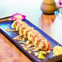 Kami Kaze Roll · Deep fried: spicy tuna and avocado topped with spicy mayo and scallions.