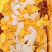 Cowboy Moo-Dog · All-Beef Hot Dog with Chili, queso, diced onion & crumbled fritos