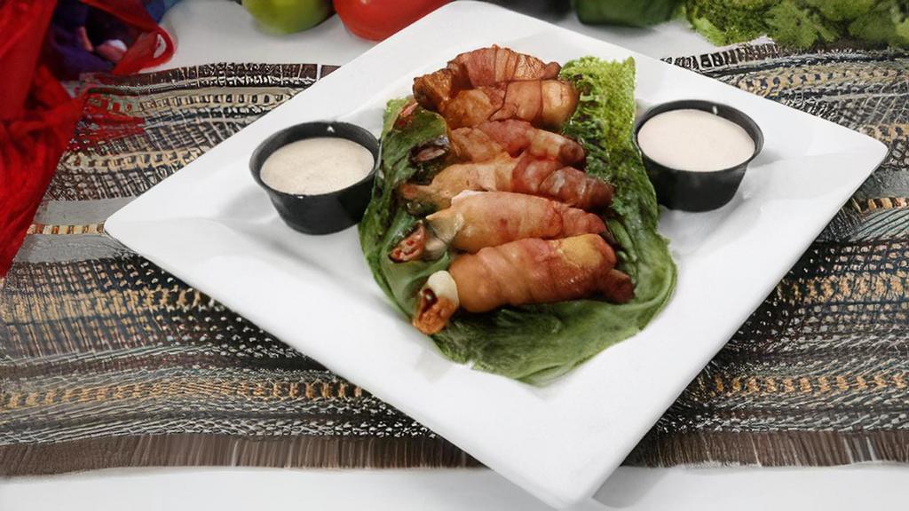 Vallarta Shrimp · Six large shrimp wrapped on bacon served with avocado ranch and chipotle ranch dressing.