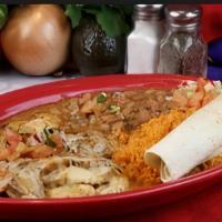 Pollo Del Mar · Grilled chicken and sautéed shrimp, mushrooms, onions and peppers all mixed with guajillo cr...