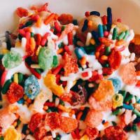 Fruity Lovers Box + Pint Of Vanilla Bean · Includes: fruity lovers (fruity pebbles, marshmallow fluff, powdered sugar) strawberry unico...