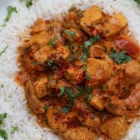 Wednesday Special-Butter Chicken  · Chicken meat slowely cooked & simmered with fresh Garlic Onion and Tomatoes.