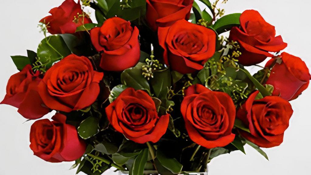 Vera Wang Red Rose Bouquet · Vase included