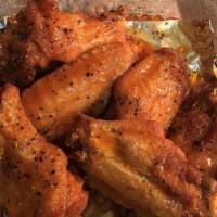 10 Buffalo Wings Dinner · Crispy Bone-in Wings with two side dishes and bread (White, wheat or corn bread).