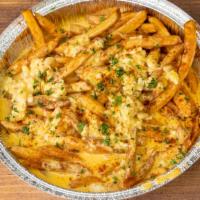 Crab Fries · Seasoned fries loaded with Crab Meat & Special Cheese Fries.