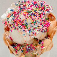 Bubble Waffle · Fresh made to order bubble waffles. Soft, chewy, light and slightly sweet; AKA egg or Hong K...