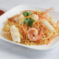 N7 . Soft Egg Noodles Seafood · Shrimp, scallop, calamari, white onion, bean sprouts, bok choy, carrot