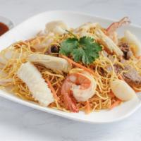 Soft Egg Noodles Combination · Shrimp, scallop, calamari, chicken, beef, white onion, bean sprouts, bok choy, carrot