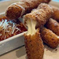 Mozzarella Sticks · Five fried cheese sticks, hand-breaded with Italian- seasoned panko bread crumbs, served wit...