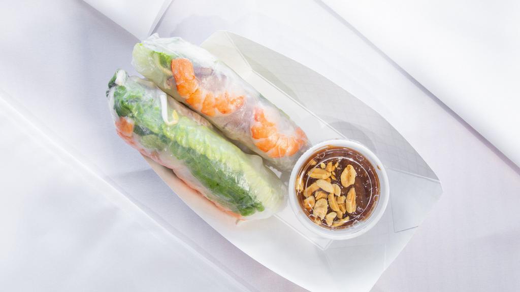 Spring Rolls (2) · Freshly made to order with pork and shrimp or tofu.