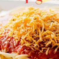 Spaghetti Deluxe · Served with finely shredded cheddar cheese

Extra sauce  .99  Order below in Extras!