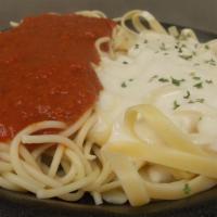 Daily Double Spaghetti · Luncheon size spaghetti Served with your choice of one of the following: fettuccine alfredo,...