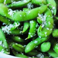 Edamame · Steamed veggies soybean with sea salt.