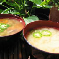 Miso Shiru Soup · Homemade vegetarian soup made from miso soy paste and no fish stock added.