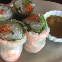 Fresh Spring Rolls (2) · Gluten- free. Chicken or shrimp with lettuce, basil and rice noodles, wrapped in rice paper....