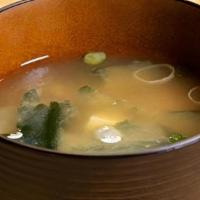 Miso Soup · Soybean paste w. tofu, seaweed
