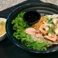 Hu Tieu & Mi Kho Soup · Dry‎ noodles with house special paste served with BBQ pork, steam pork roll, prawns and fish...
